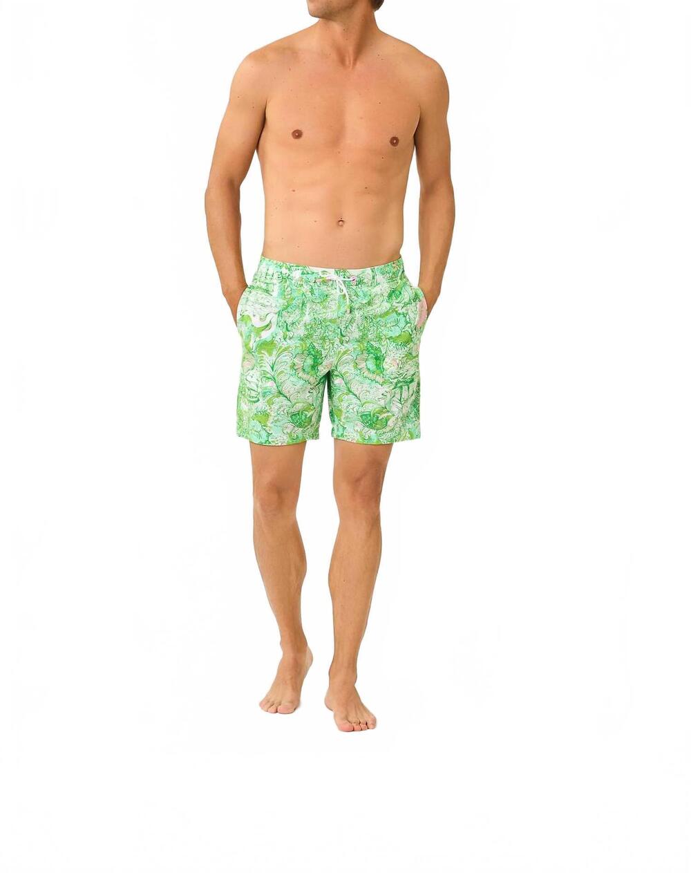 NEW LILLY PULITZER men's stuff del lago swim trunk in resort white ship to shore